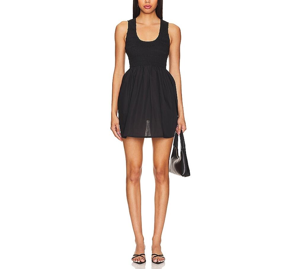 Faithfull The Brand Smocked Black Epoca Dress Size 4